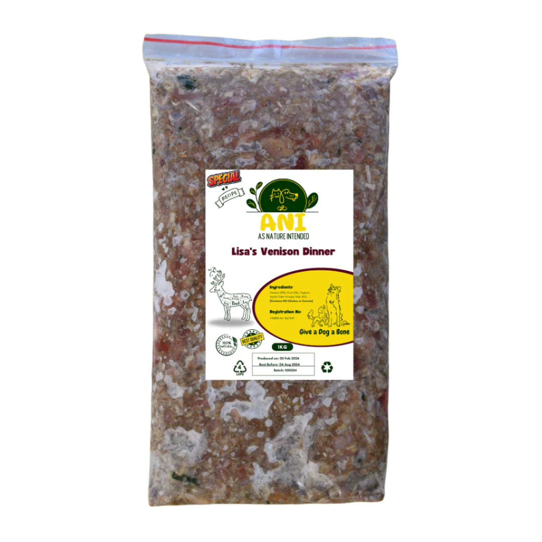 Lisa's Venison Dinner: for chicken and carrot allergies