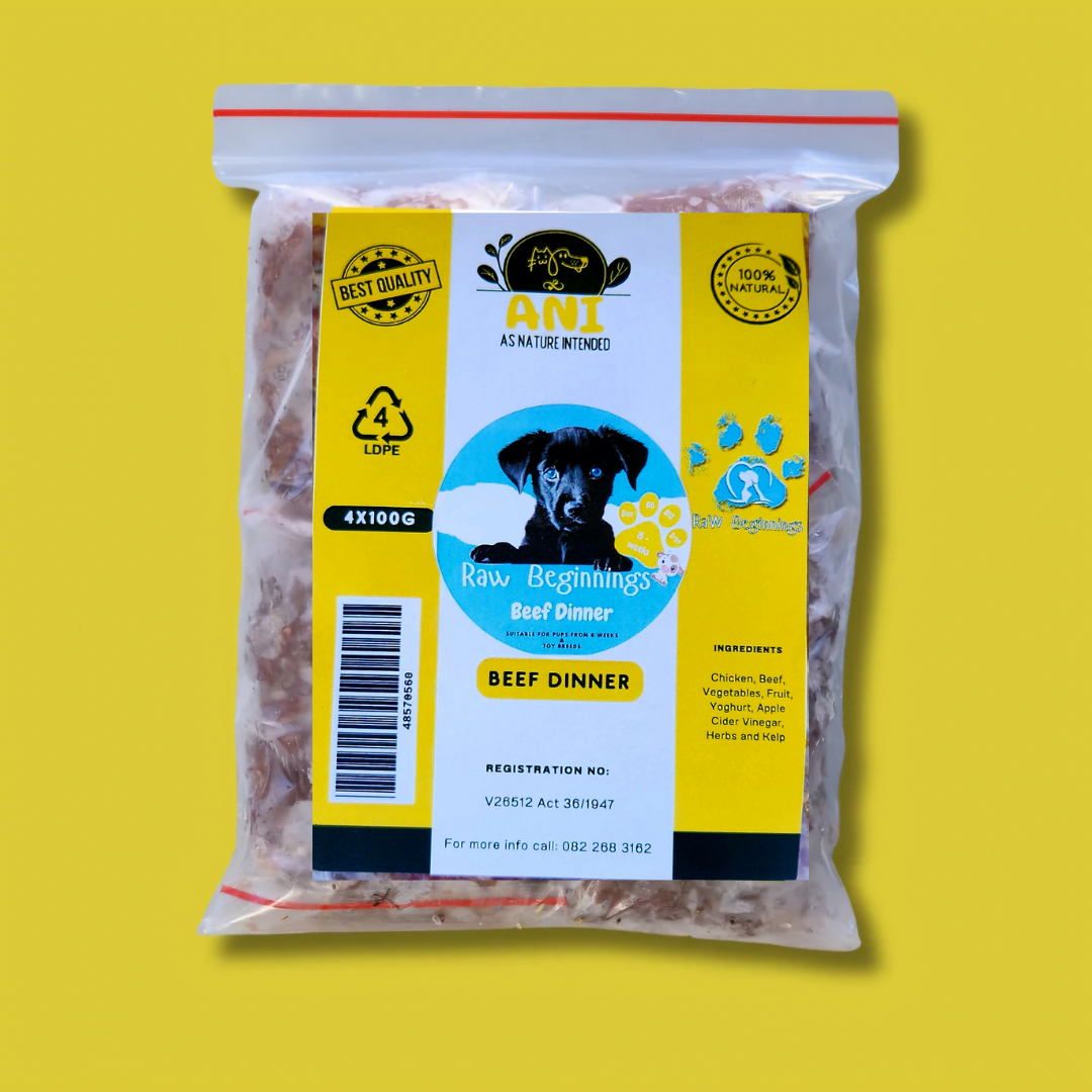 Raw Beginnings Pup Beef Meal As Nature Intended
